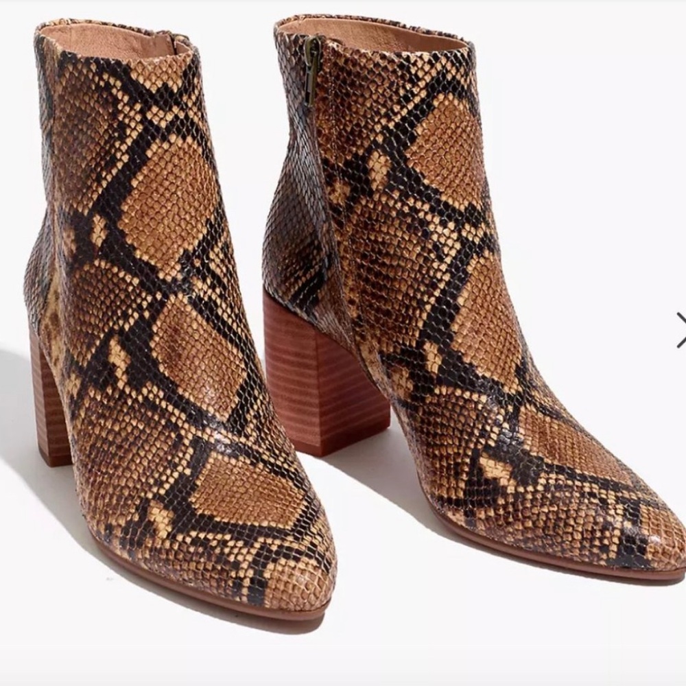 NWOT Madewell Snakeskin Fiona Boot in Snake Embossed Leather
